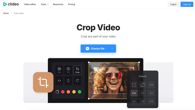 clideo for cropping video