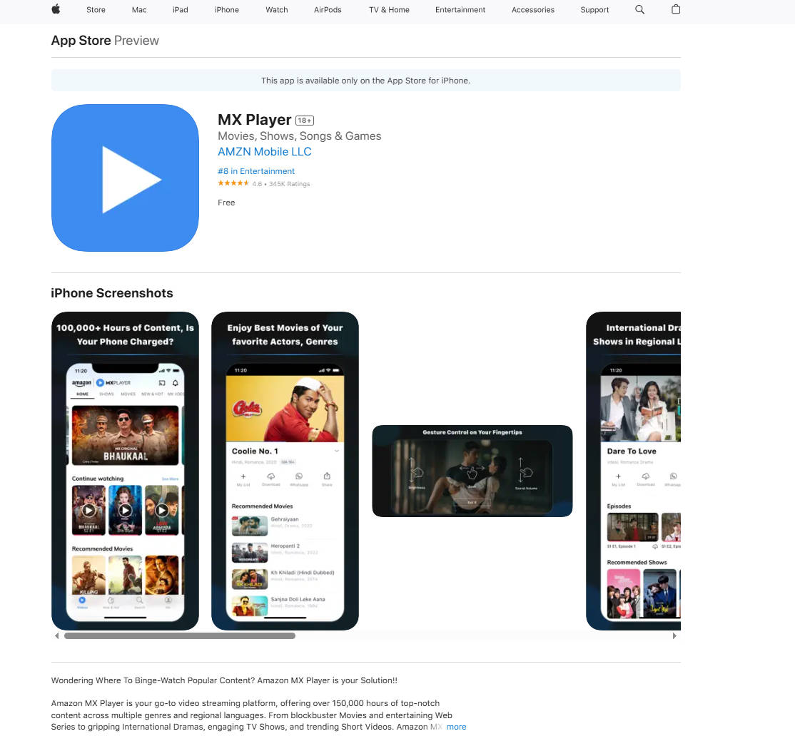 mx player app iphone