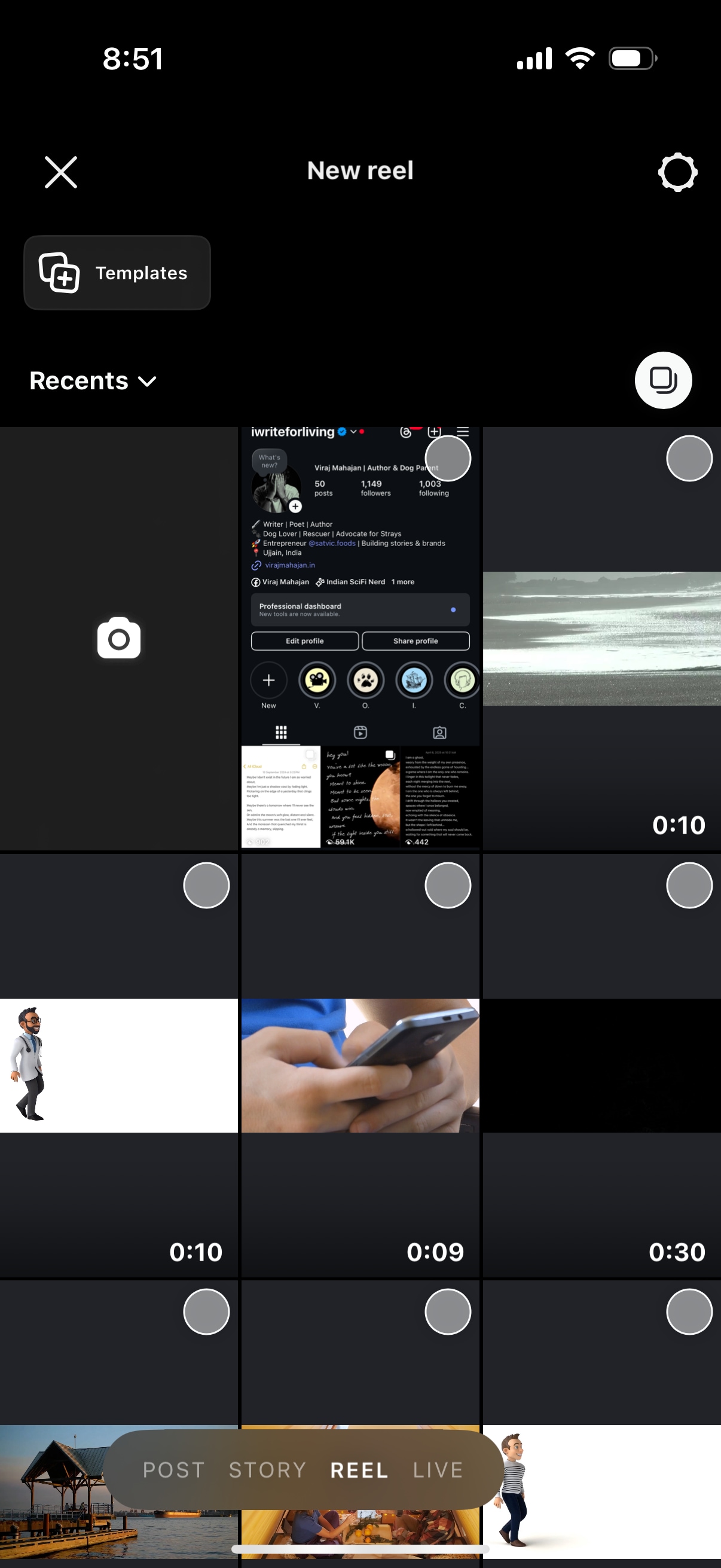 add instagram reel from phone