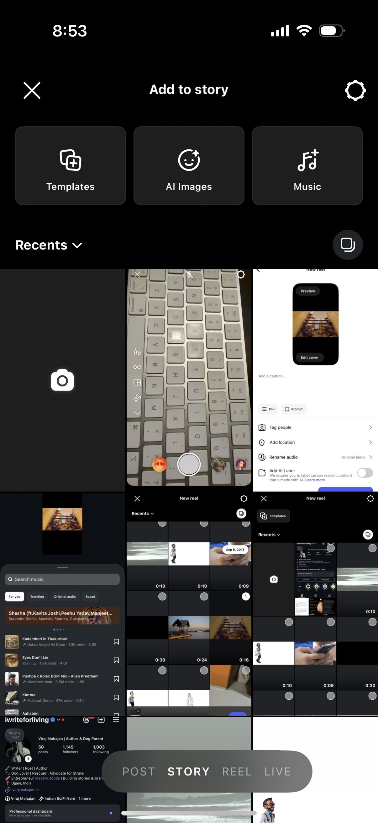 choose media for instagram story