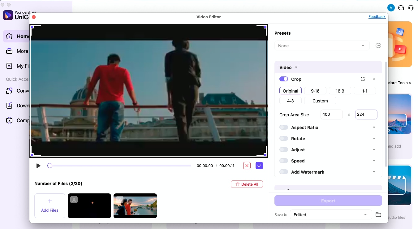 resize video in uniconverter