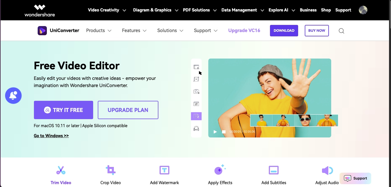 uniconverter free video editor