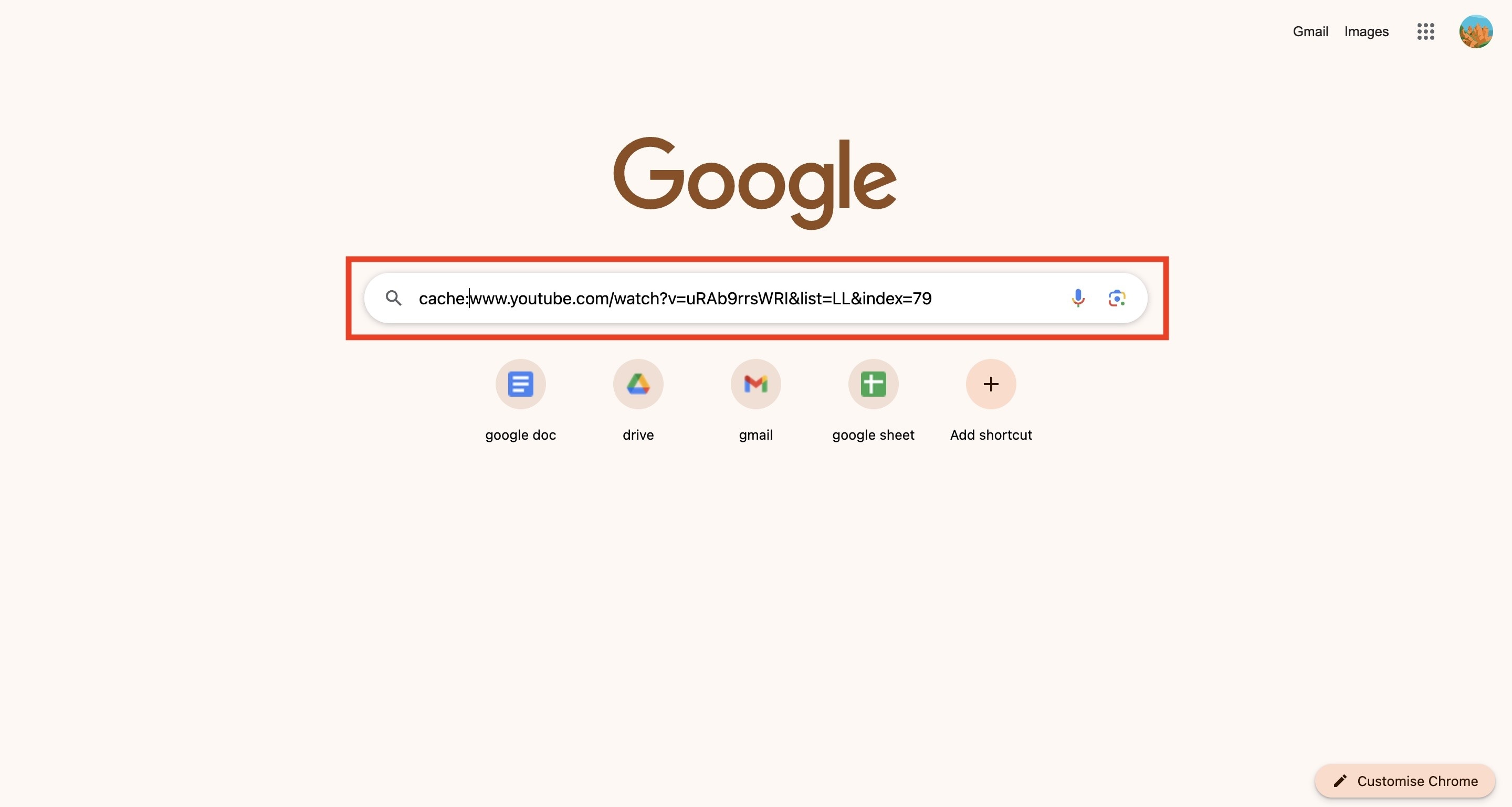 google cache youtube video url