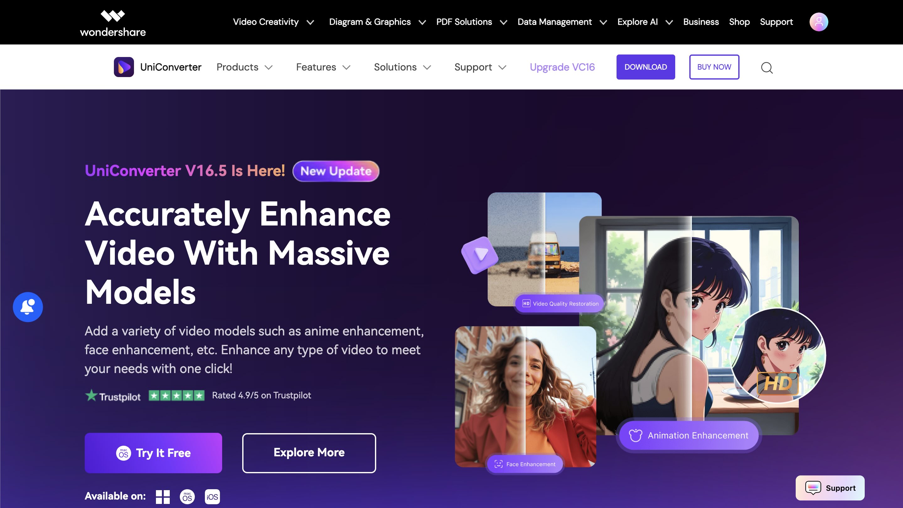wondershare uniconverter homepage