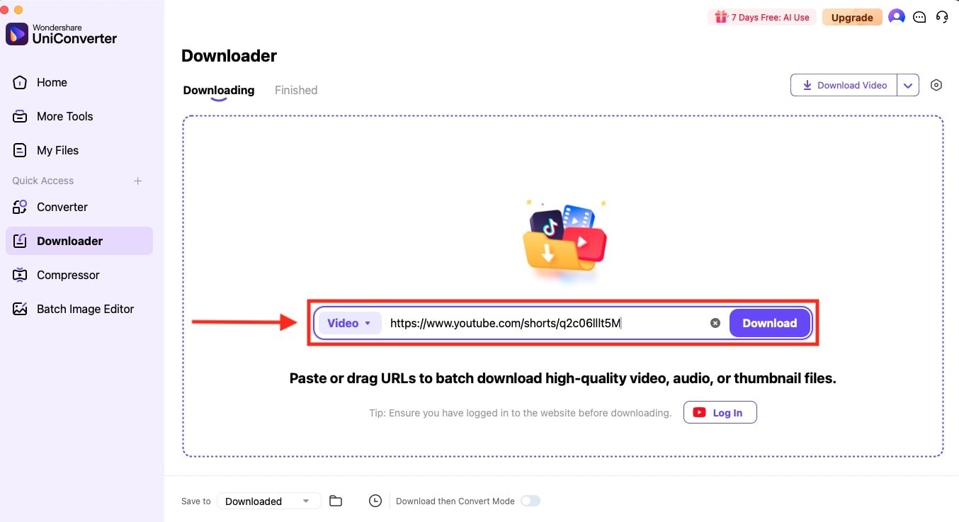 wondershare uniconverter youtube video url