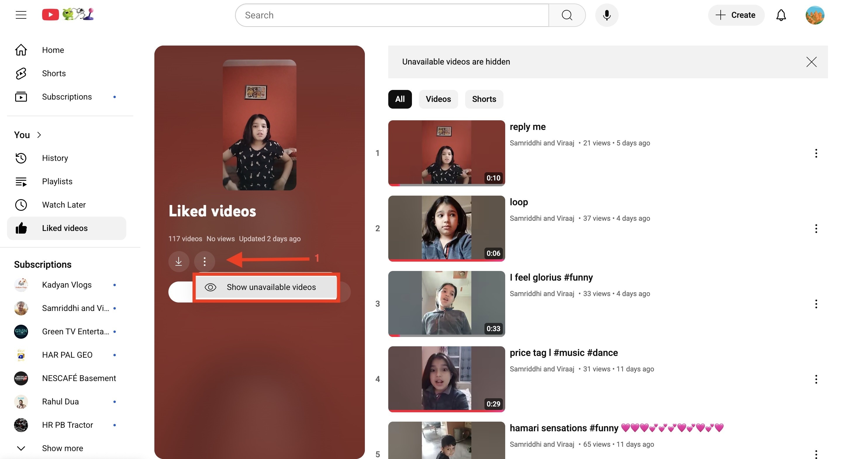 youtube show unavailable videos
