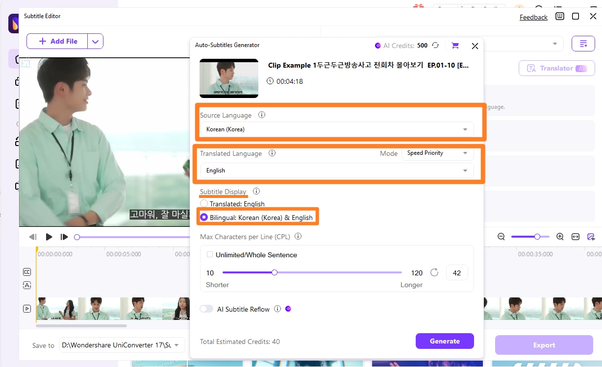 choose subtitle and video language