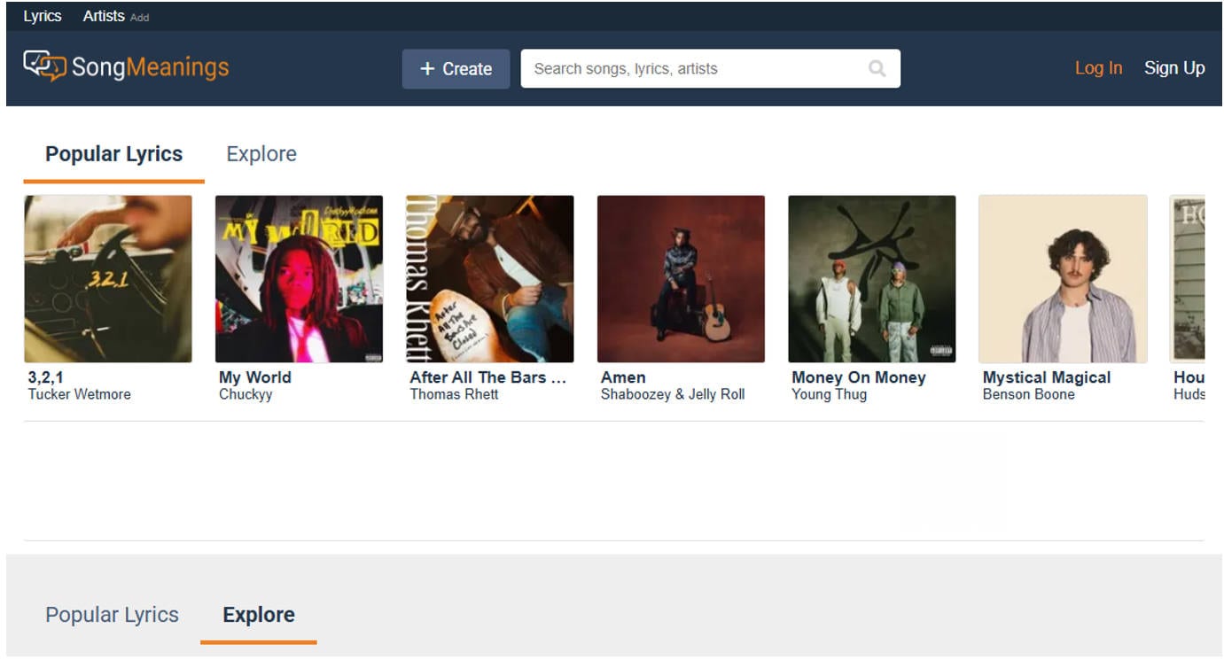 SongMeanings song lyrics finder