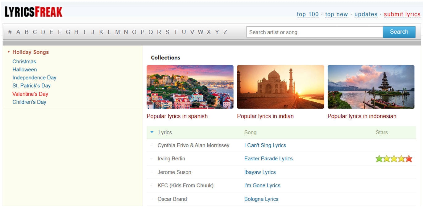 LyricsFreak Song Lyrics Finder