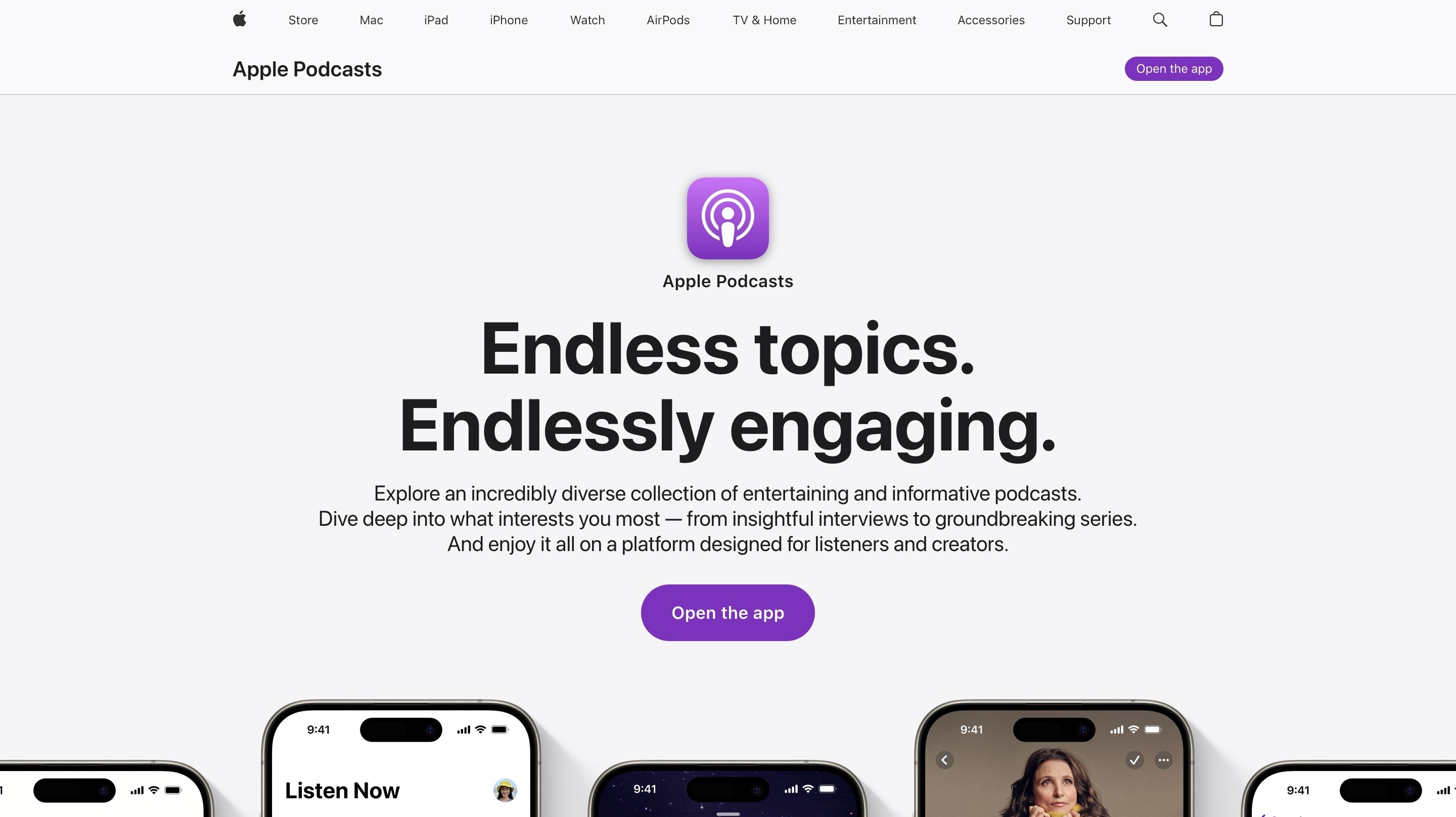 apple podcasts homepage