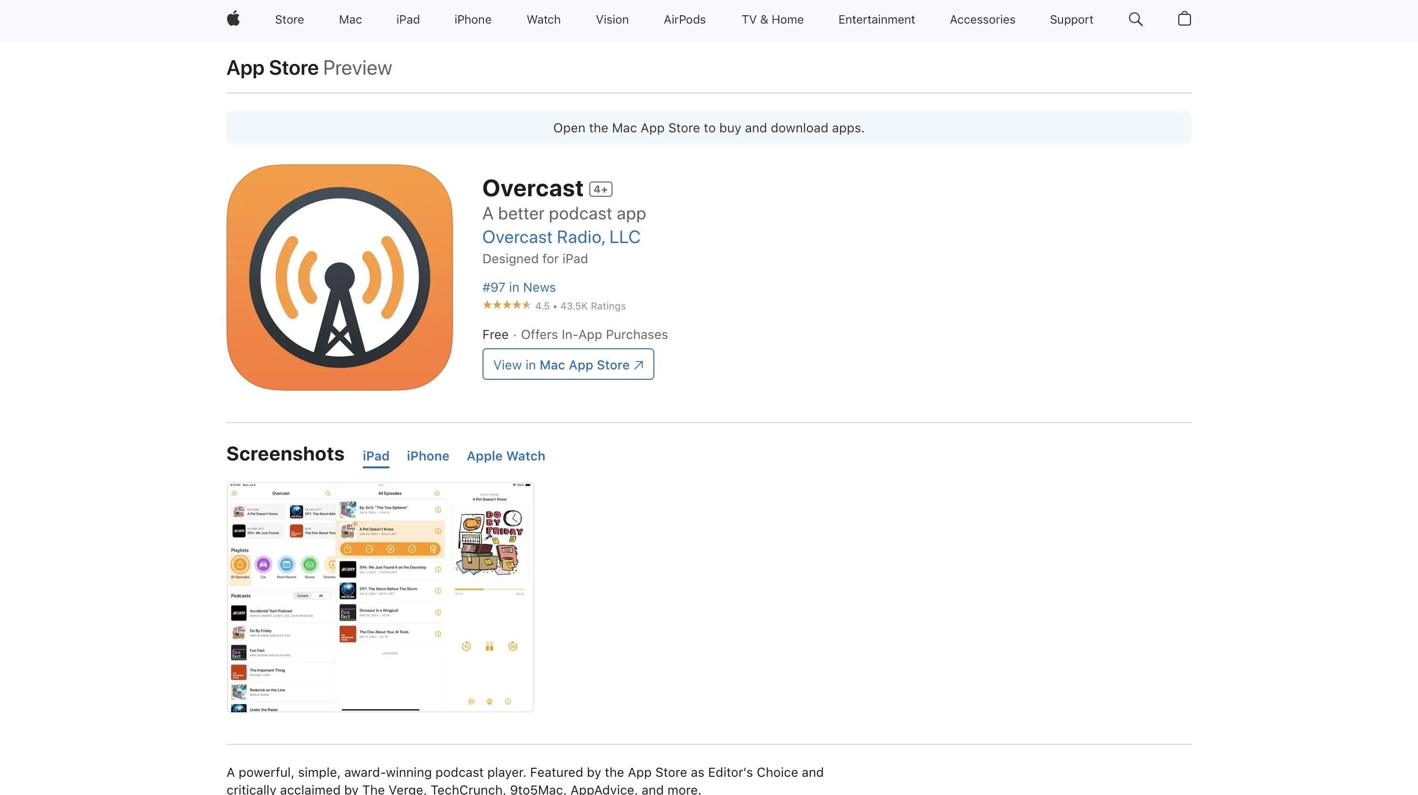 overcast homepage