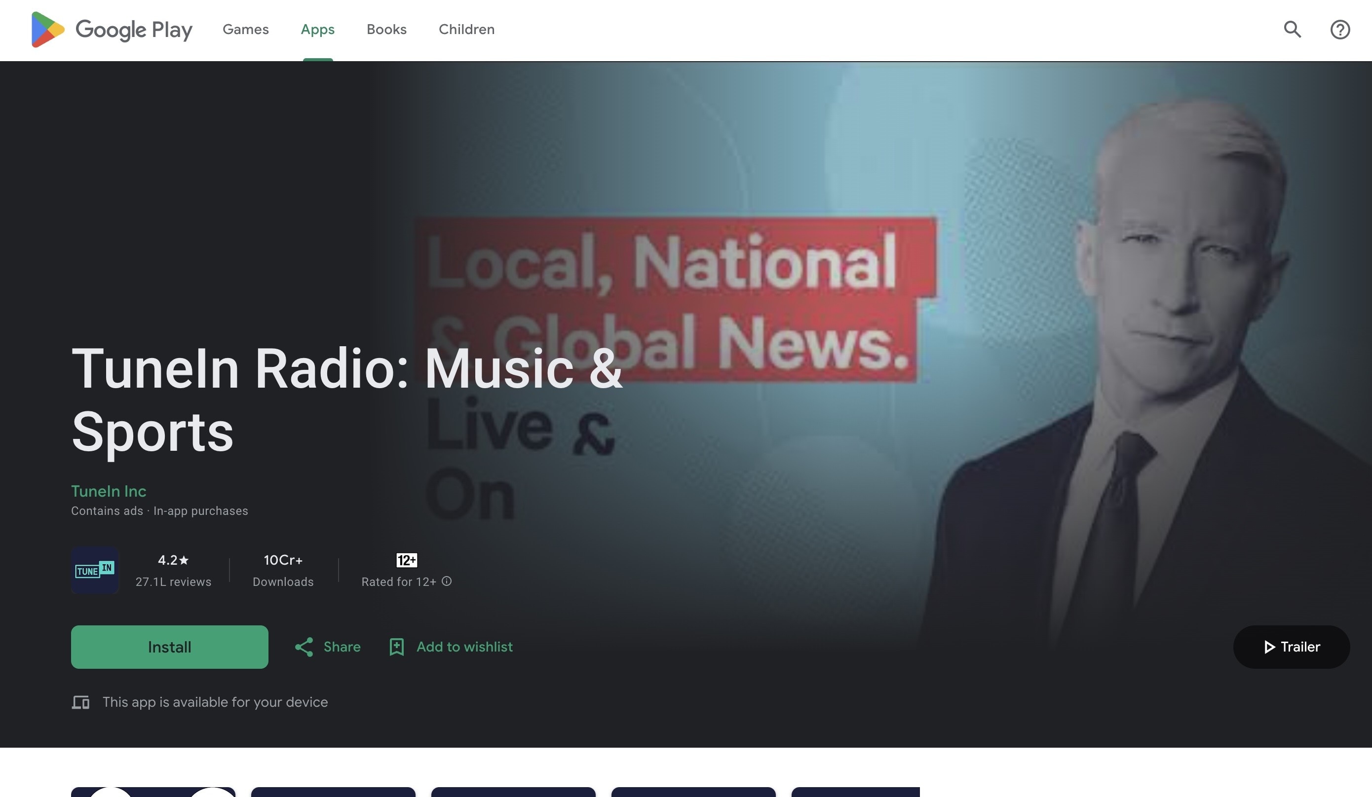 tunein radio homepage