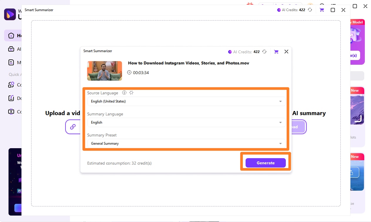 choose language and location to save the file