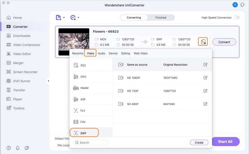 convert to swf adobe media encoder