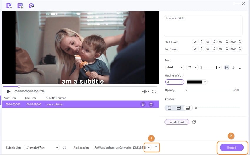 export movie with subtitles