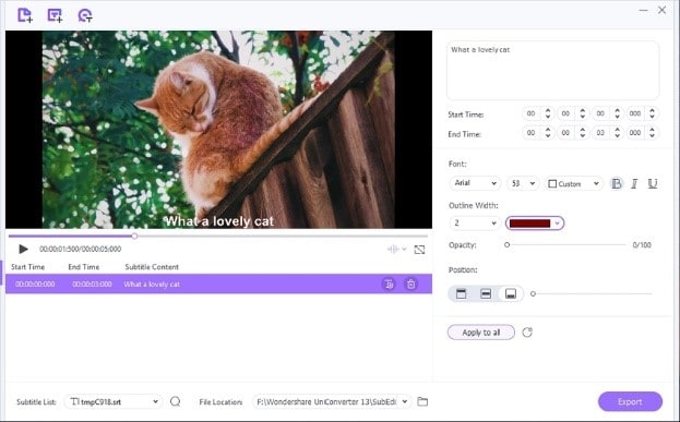 editor de subtítulos de películas en línea