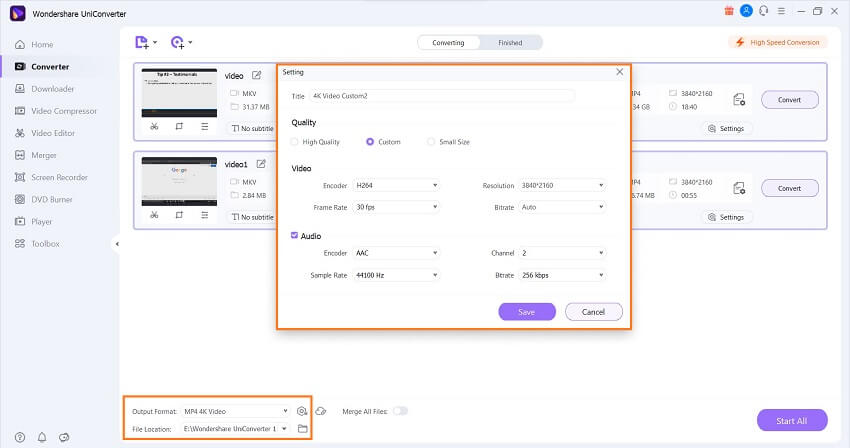 Personalizar la configuración del video MKV