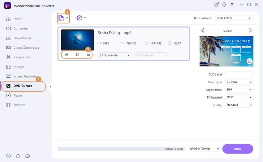 Wondershare MP4 to DVD creator and load videos