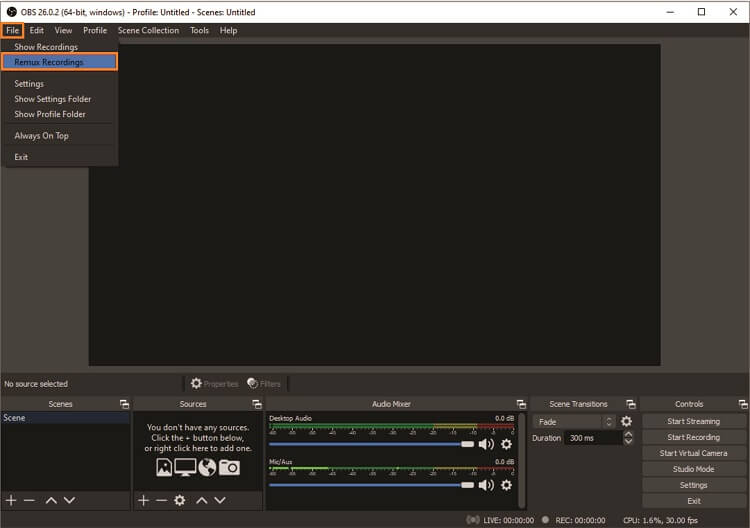 Remux MKV to MP4 in OBS