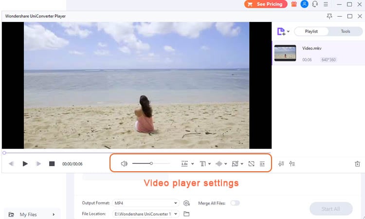 there are video player settings to adjust the video