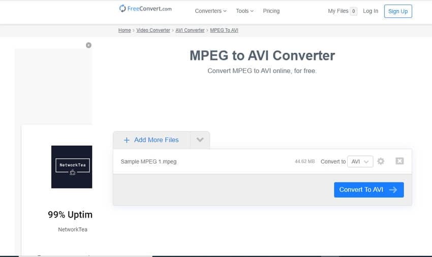 MPEG to AVI - FreeConvert