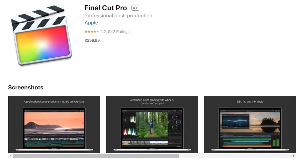 final cut Pro on the apple store