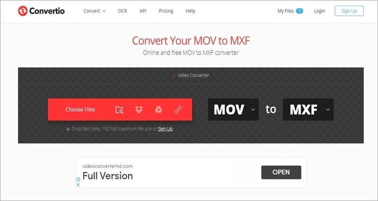 convert MOV to MXF online - Convertio