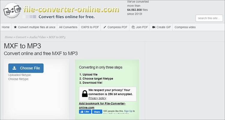 Convertire MXF in MP3 online - Convertitore di file online
