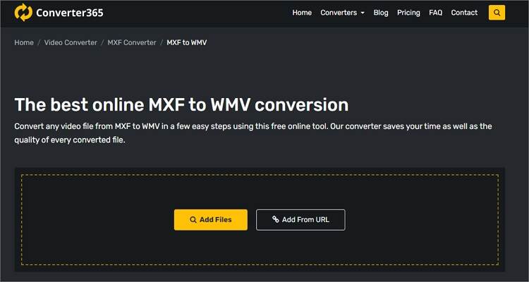 Convertire MXF in WMV online - Convertitore365