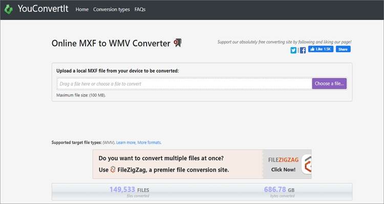 convertire MXF in WMV online - YouConvertIt