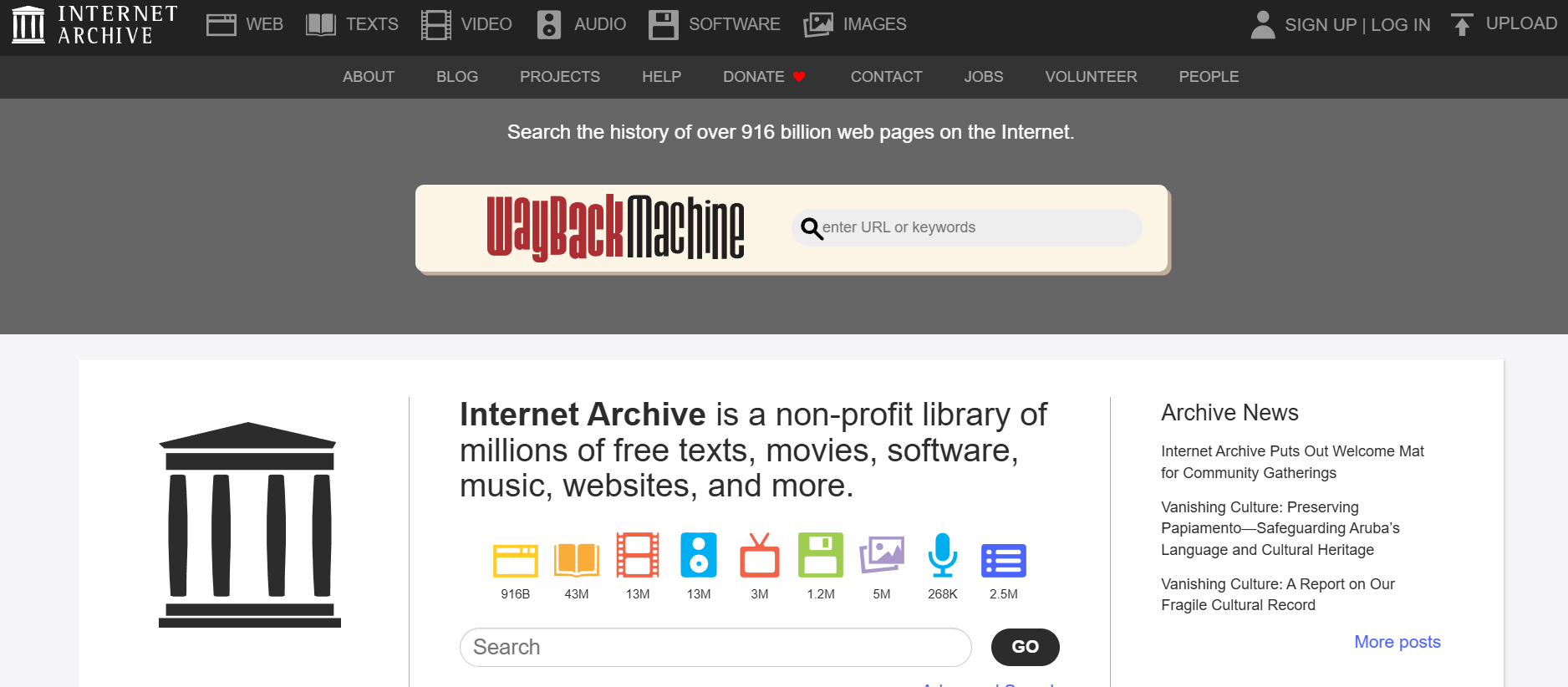 Internet-Archive-homepage