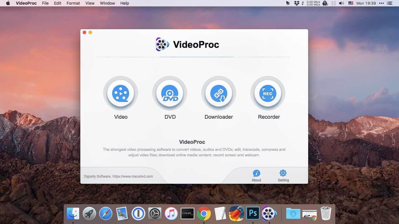 Interfaccia utente di VideoProc