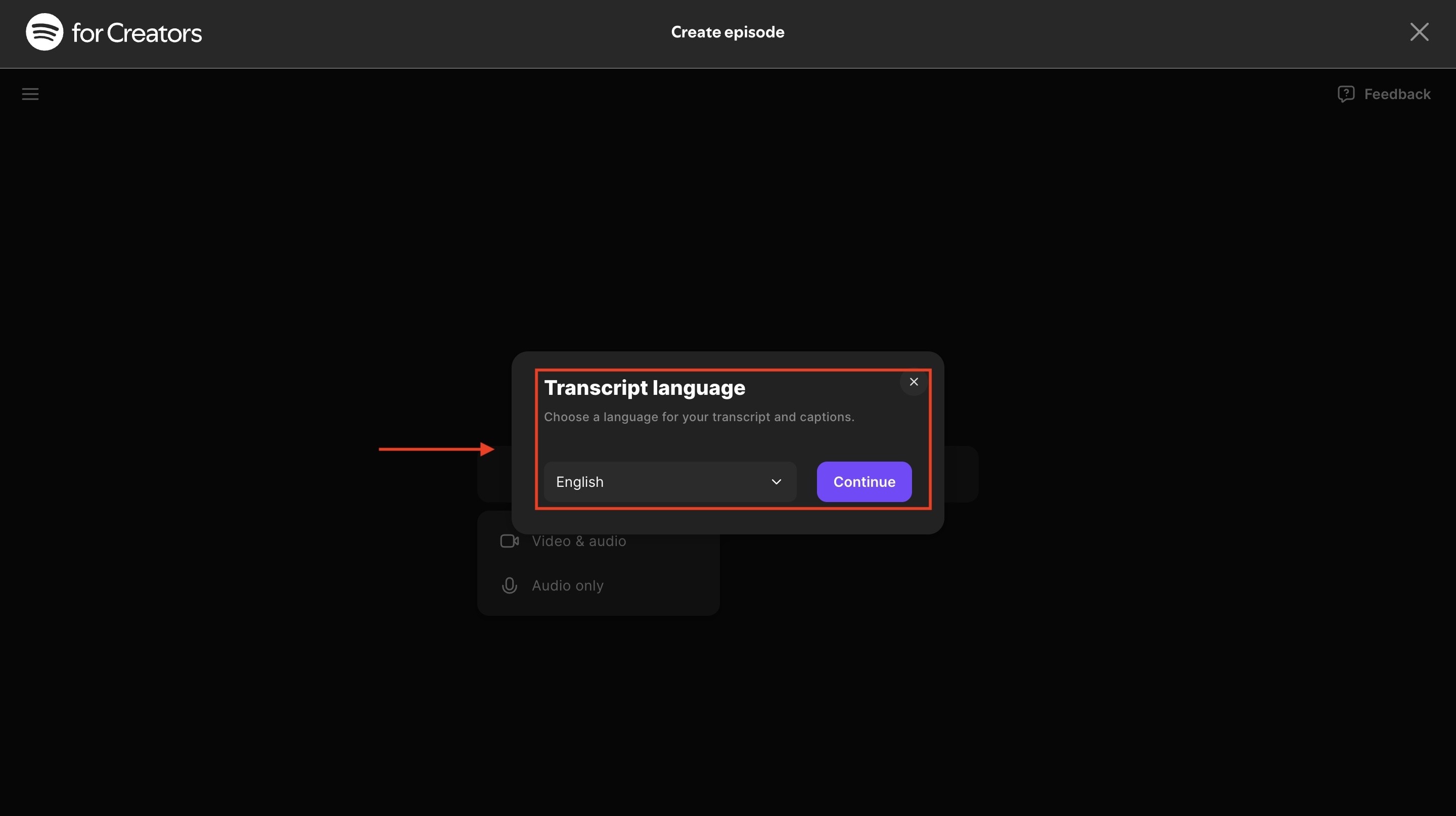 spotify for creators riverside choose language