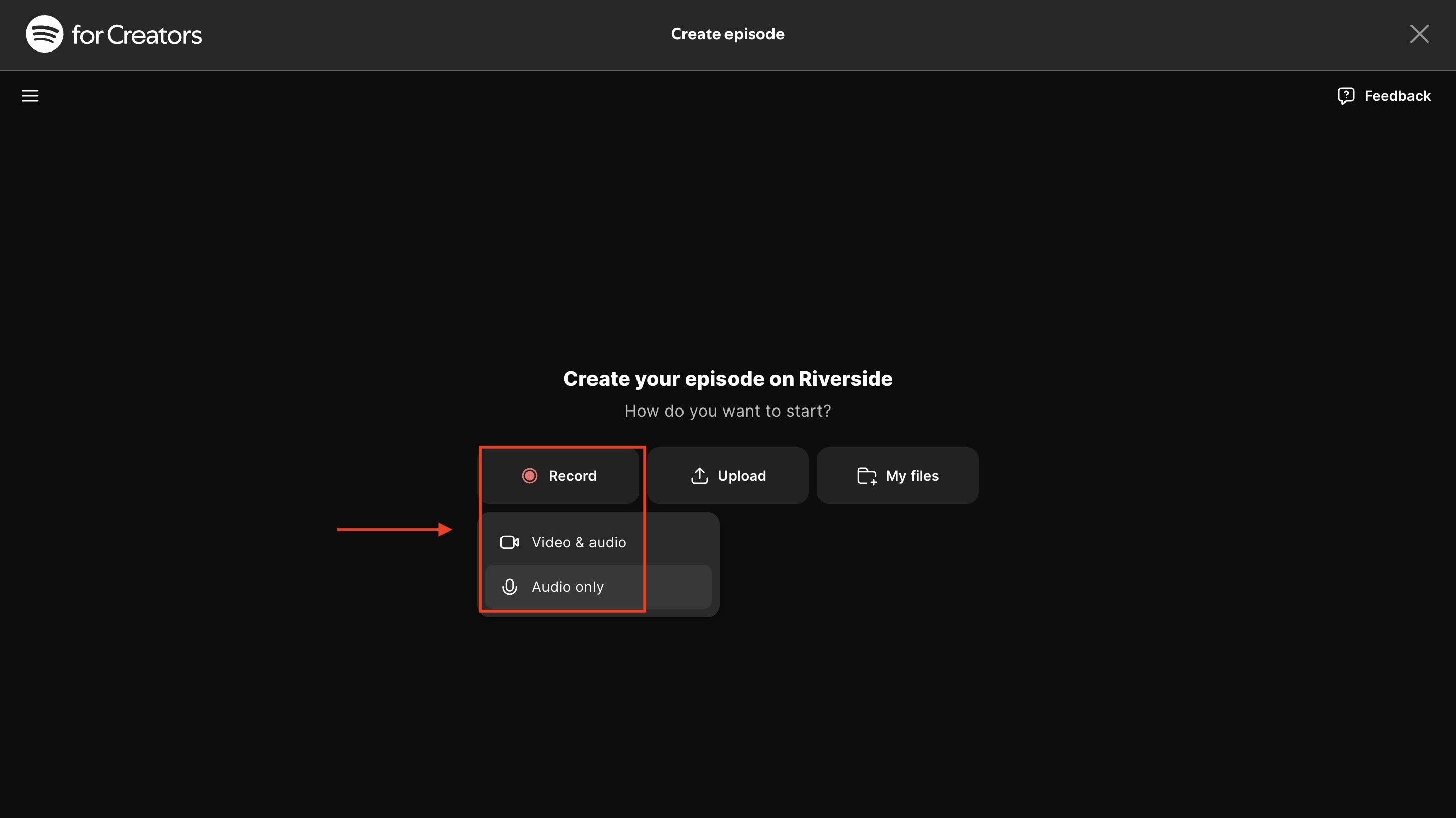 spotify for creators riverside record