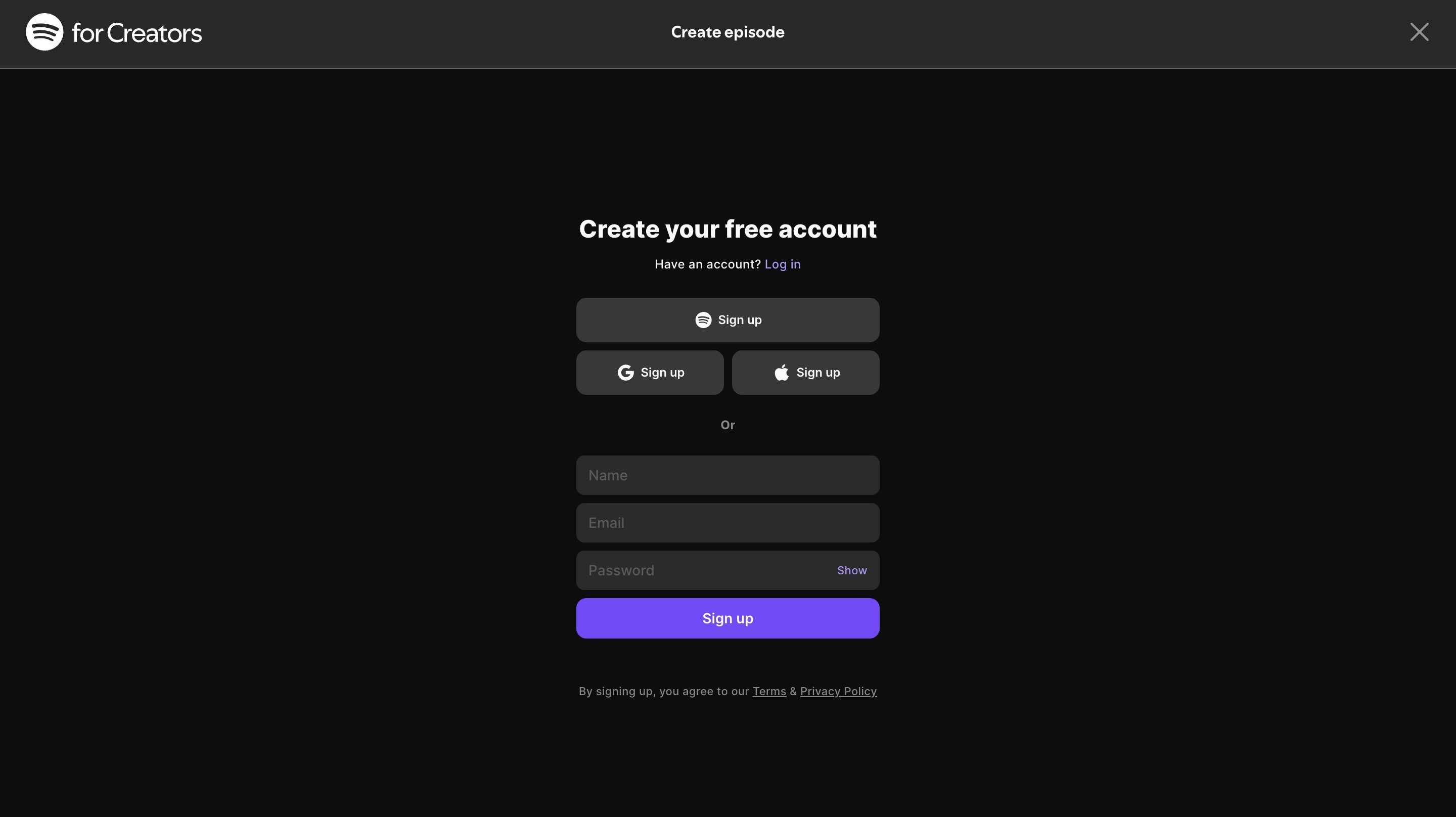 spotify for creators riverside sign up