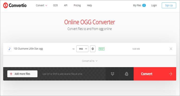 Convertidor online de MOV a OGG - Convertio
