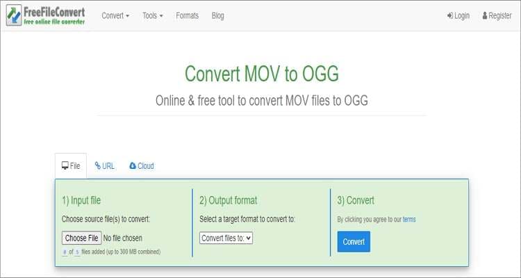 Convertidor online de MOV a OGG - FreeFileConvert