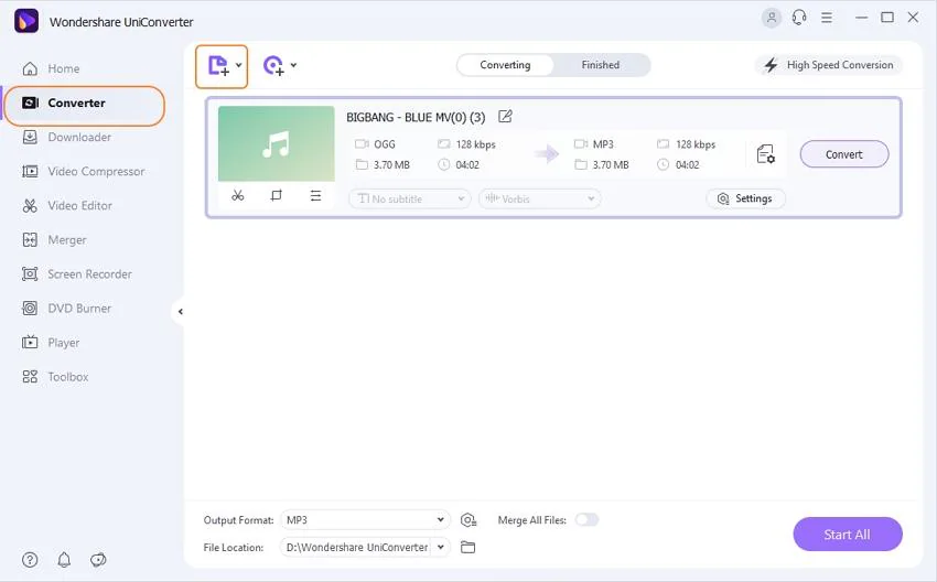 Öffnen Sie den Wondershare Audio Converter