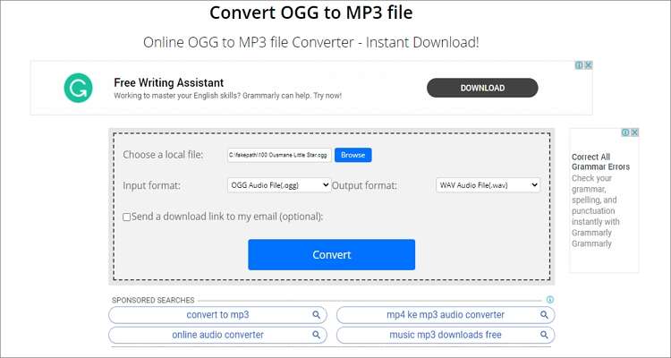 Convertidor en línea gratuito de OGG a MP3 - ConvertFiles