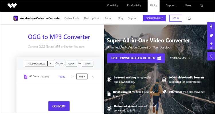 Convertidor en línea gratuito de OGG a MP3 - SquadCast