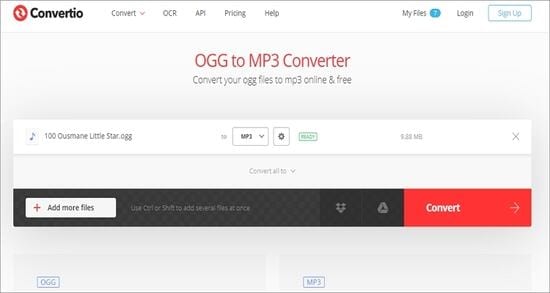 Convertidor en línea gratuito de OGG a MP3 - Convertio