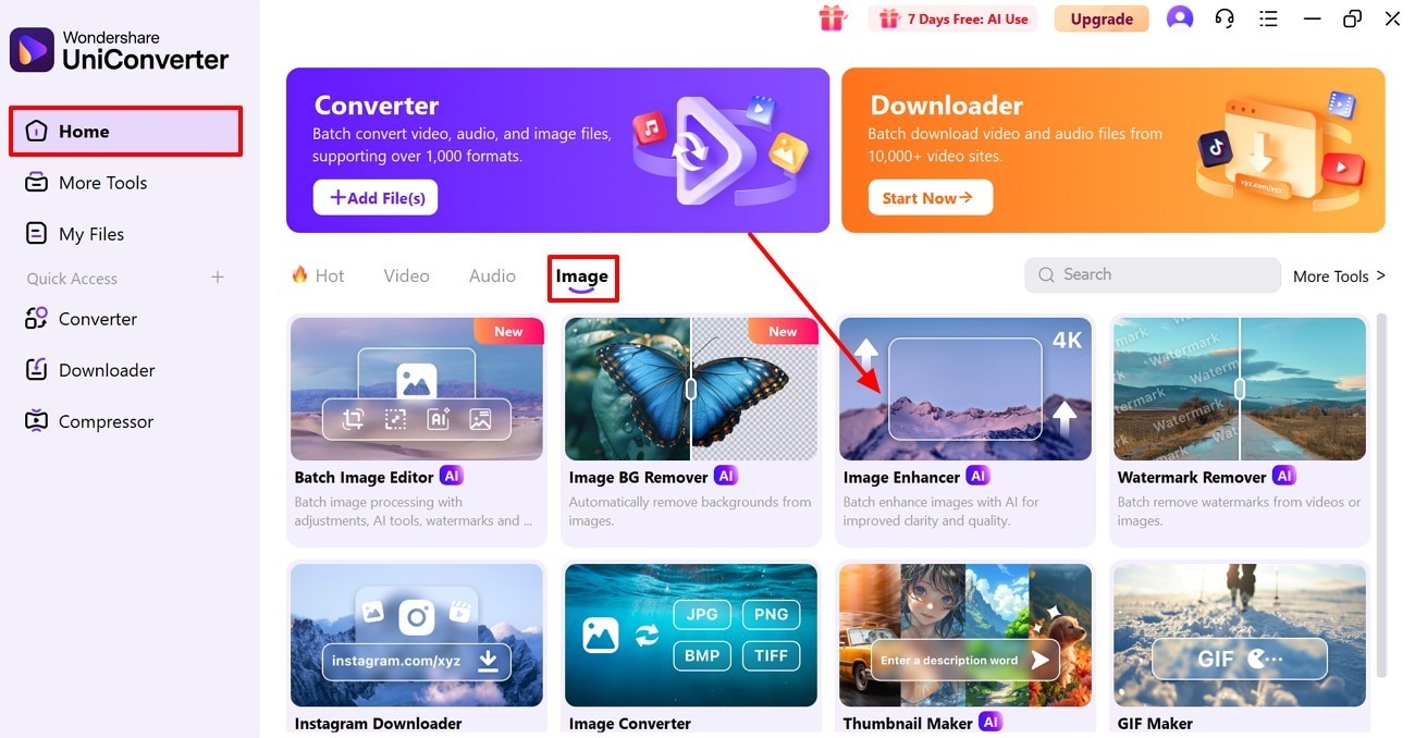 launch uniconverter image enhancer