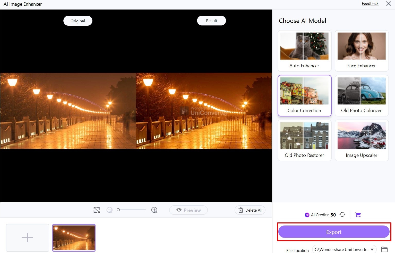 export enhanced results from uniconverter