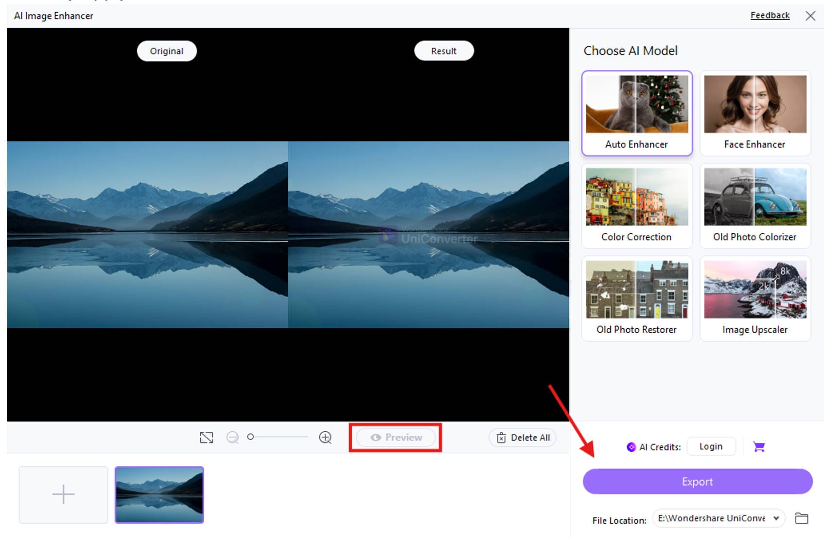 preview and export