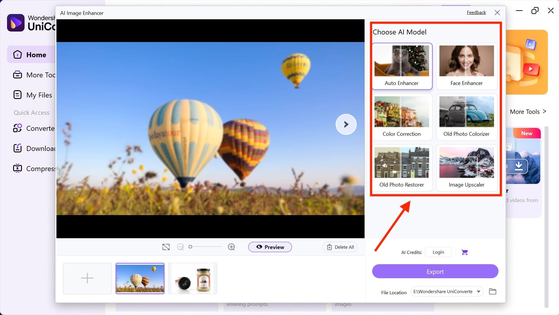wondershare uniconverter upscale image