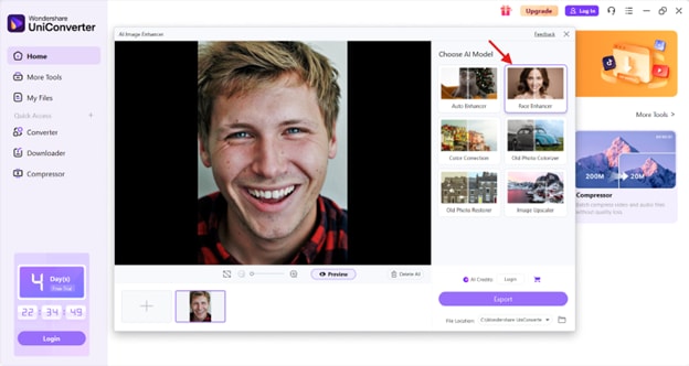 enhance and preview portrait face