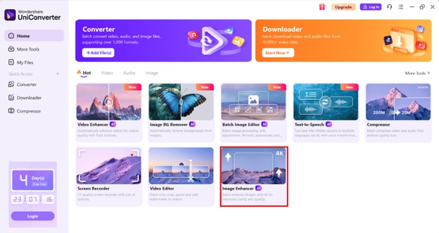 uniconverter ai enhancer interface
