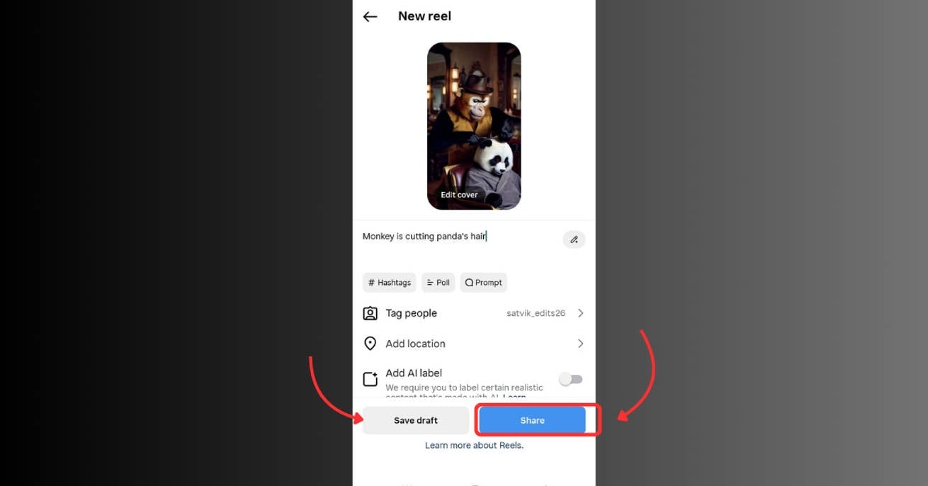 share or save instagram collab post