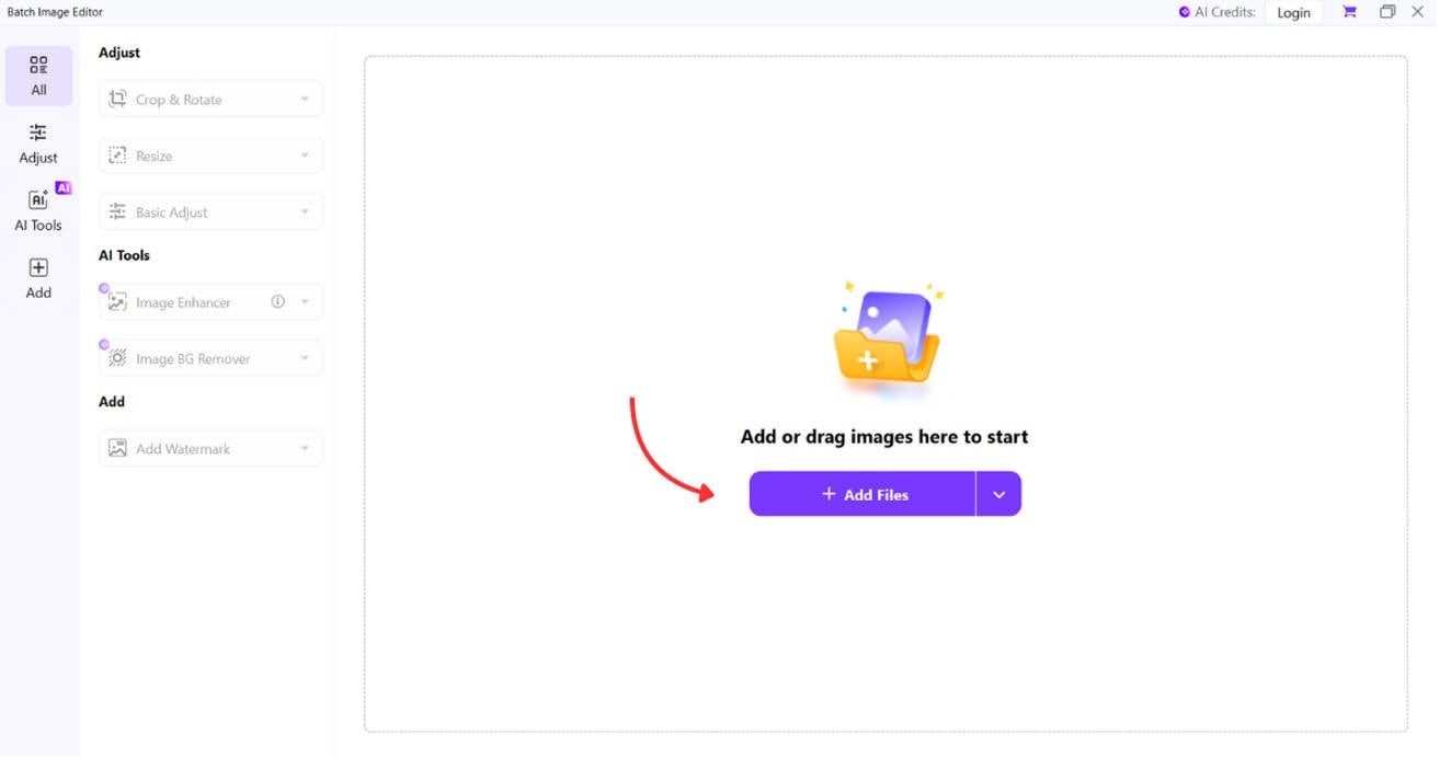 upload images to resize in uniconverter