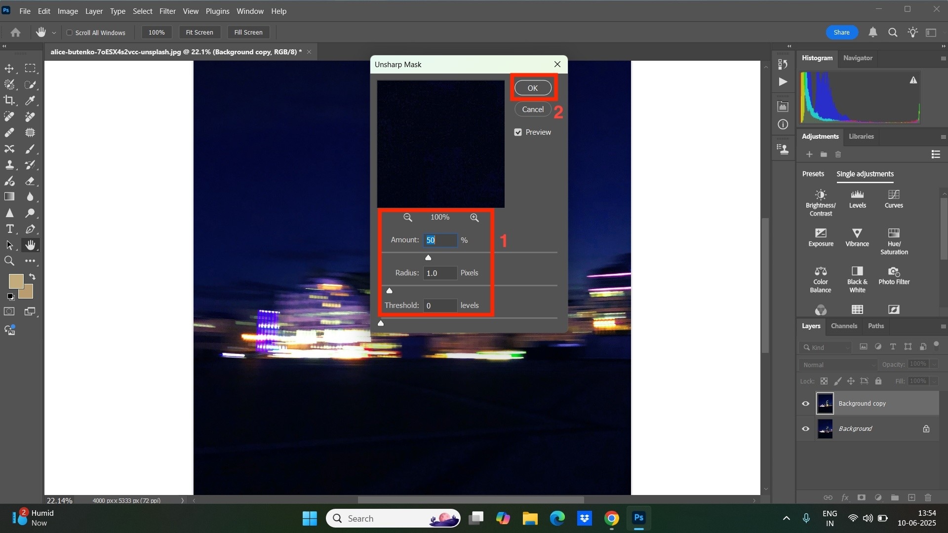 photoshop sharpen filter unsharp mask